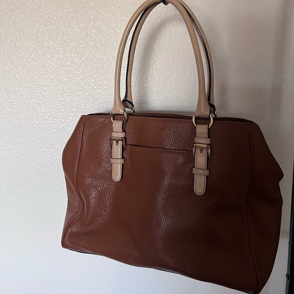 Michael Kors brown Leather Shoulder Tote Bag